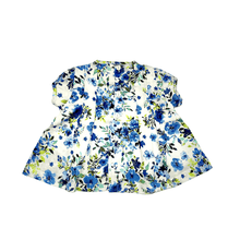 Carregar imagem no visualizador da galeria, Bata Com Pregas Ombros Floral Azul Estampado-1052120
