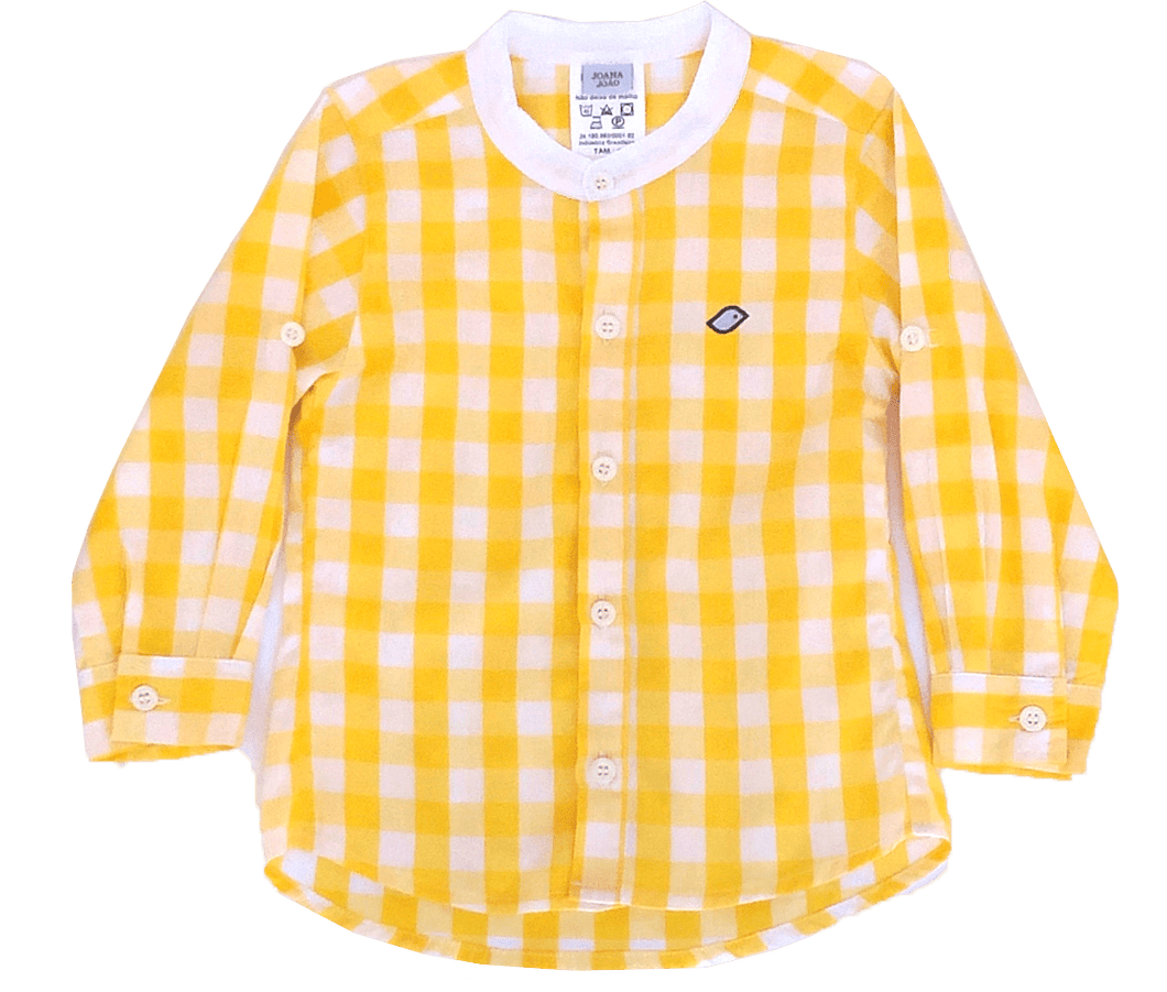 Camisa Socia Xadrez Amarelo Gola Padre-1053209